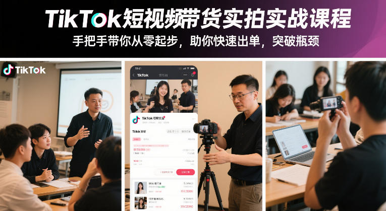TikTok短视频带货实拍实战课程，手把手带你从零起步，助你快速出单，突破瓶颈-洛柒笔记