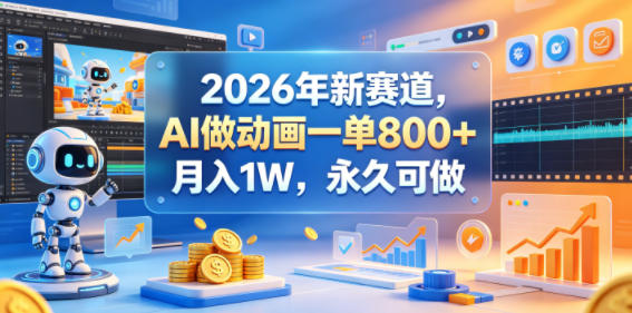 2026年新赛道，AI做动画一单800+，月入1W，永久可做-洛柒笔记