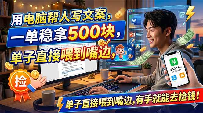 （18634期）用电脑帮人写文案，一单稳拿500块，单子直接喂到嘴边，有手就能去捡钱！-洛柒笔记