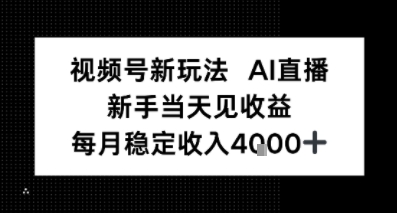 视频号新玩法AI直播，新手小白当天见收益，月入4k+-洛柒笔记
