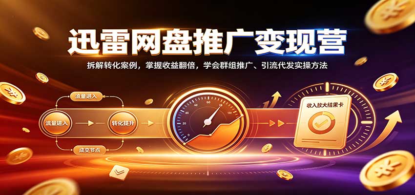 迅雷网盘推广变现营：拆解转化案例，掌握收益翻倍，学会群组推广、引流代发实操方法-洛柒笔记
