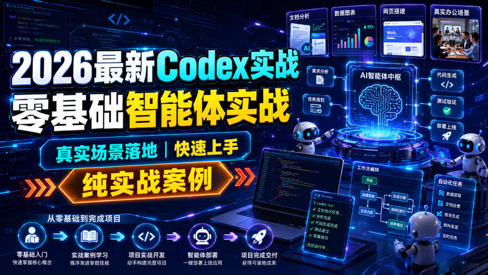 2026最新Codex实战零基础智能体实战，真实场景落地，快速上手，纯实战案例-洛柒笔记