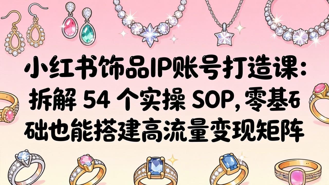 小红书饰品IP账号打造课：拆解 54 个实操 SOP，零基础也能搭建高流量变现矩阵-洛柒笔记