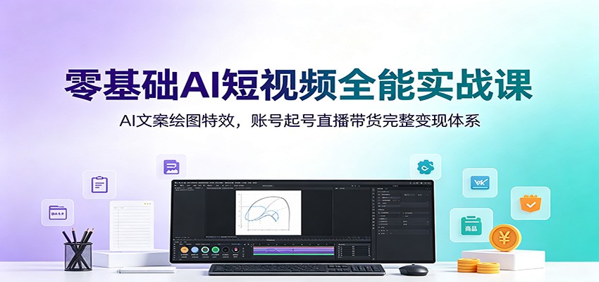 零基础AI短视频全能实战课：AI文案绘图特效，账号起号直播带货完整变现体系-洛柒笔记