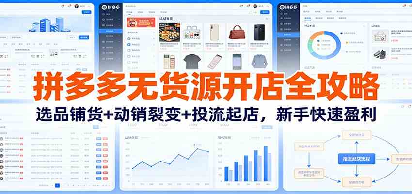 拼多多无货源开店全攻略：选品铺货+动销裂变+投流起店，新手快速盈利-洛柒笔记