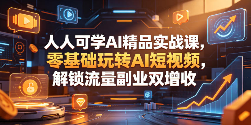 人人可学AI精品实战课，零基础玩转AI短视频，解锁流量副业双增收-洛柒笔记