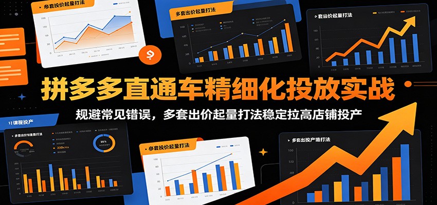 拼多多直通车精细化投放实战：规避常见错误，多套出价起量打法稳定拉高店铺投产-洛柒笔记