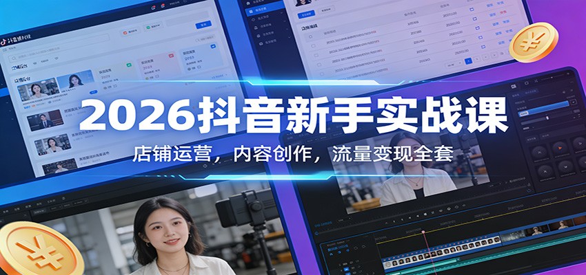 2026抖音新手实战课：店铺运营，内容创作，流量变现全套-洛柒笔记