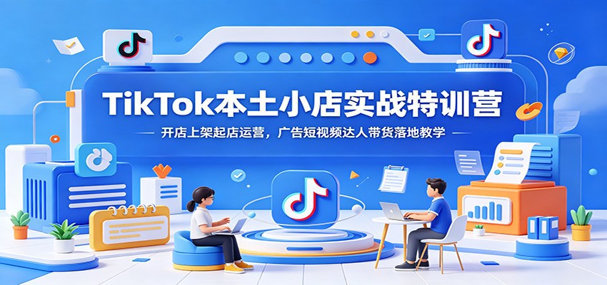 TikTok本土小店实战特训营：开店上架起店运营，广告短视频达人带货落地教学-洛柒笔记