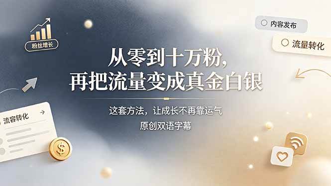 （19198期）从零到十万粉，再把流量变成真金白银——这套方法，让成长不再靠运气【原创双语字幕】-洛柒笔记