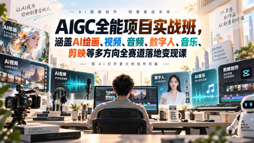 AIGC全能项目实战班，涵盖AI绘画、视频、音频、数字人、音乐、剪映等多方向全赛道落地变现课（更新）-洛柒笔记