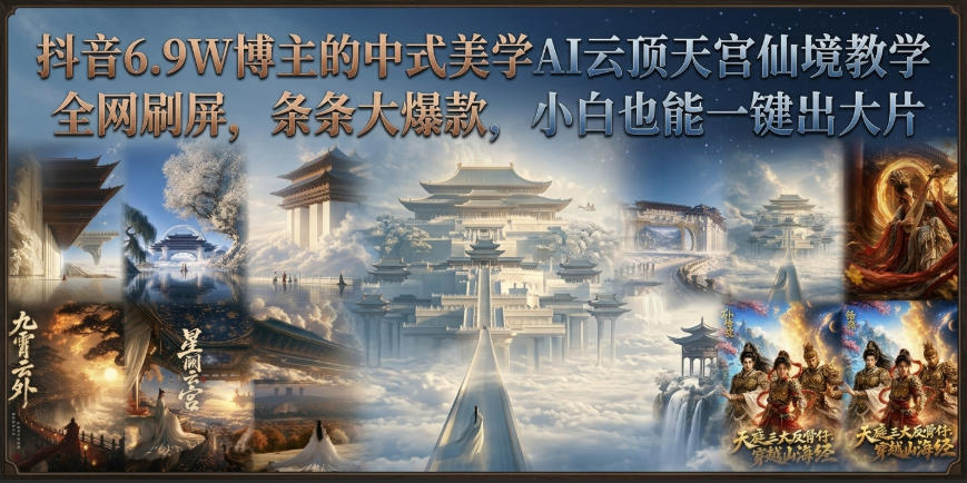 抖音6.9W博主的中式美学AI云顶天宫仙境教学，全网刷屏，条条大爆款，小白也能一键出大片-洛柒笔记