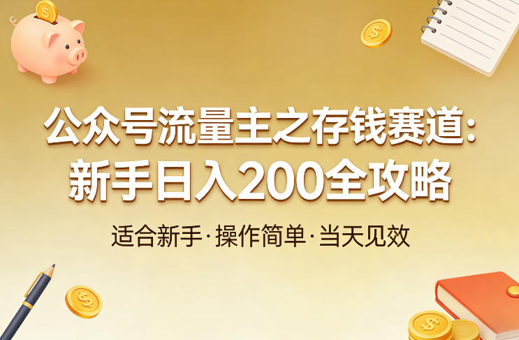 公众号流量主之存钱赛道，贴合当下需求，适合新手，一天收益2张-洛柒笔记