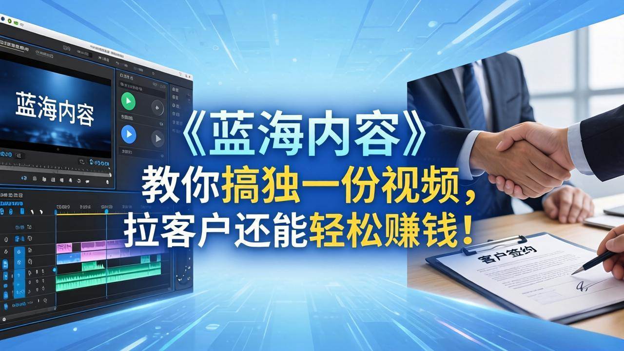 （18301期）做视频卷不动了？《蓝海内容》教你搞独一份视频，拉客户还能轻松赚钱！-洛柒笔记