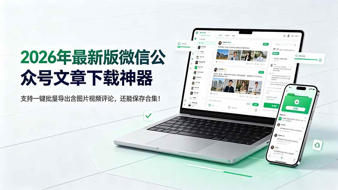 （19486期）2026年最新版微信公众号文章下载神器，支持一键批量导出含图片视频评论，还能保存合集！-洛柒笔记