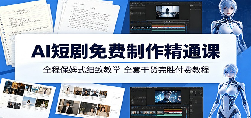 AI短剧免费制作精通课：全程保姆式细致教学，全套干货完胜付费教程-洛柒笔记