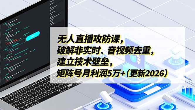 （17012期）无人直播攻防课，破解非实时、音视频去重，建立技术壁垒，矩阵号月利润5万+（更新2026）-洛柒笔记