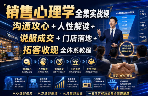 销售心理学全集实战课｜沟通攻心+人性解读+说服成交+门店落地+拓客收现全体系教程-洛柒笔记