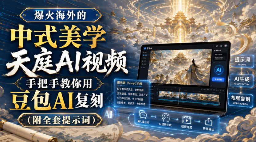 爆火海外的中式美学天庭AI视频,手把手教你用豆包AI复刻(附全套提示词)