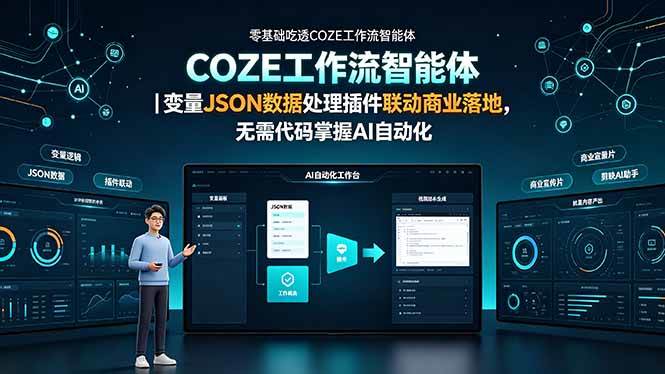 （19243期）零基础吃透COZE工作流智能体｜变量JSON数据处理插件联动商业落地，无需代码掌握AI自动化-洛柒笔记