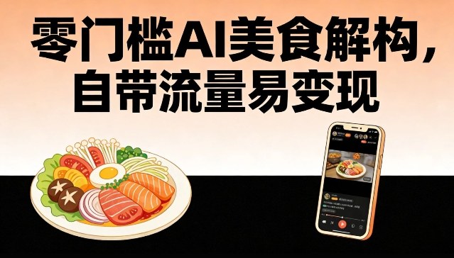 零门槛AI美食解构，自带流量易变现-洛柒笔记