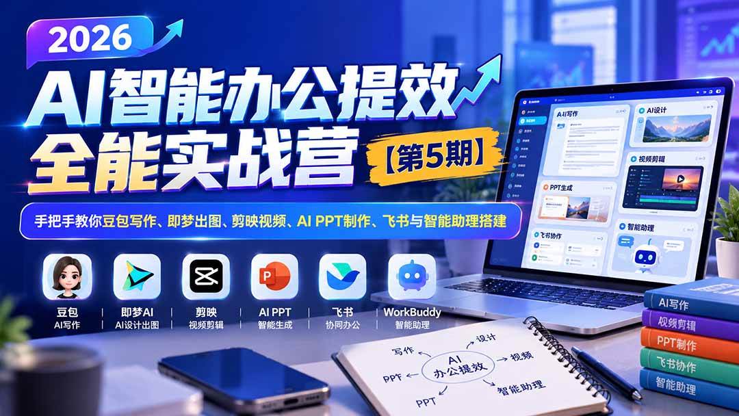 （21026期）2026AI智能办公提效实战营【第5期】-无水印：手把手教你豆包写作+即梦出图+剪映视频+AI PPT制作+飞书与智能助理搭建-洛柒笔记