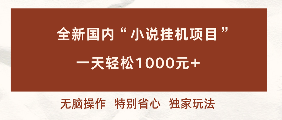 （16833期）全新国内小说挂G项目，多窗口无脑跑，一天轻松1k+，特别省心【揭秘】-洛柒笔记