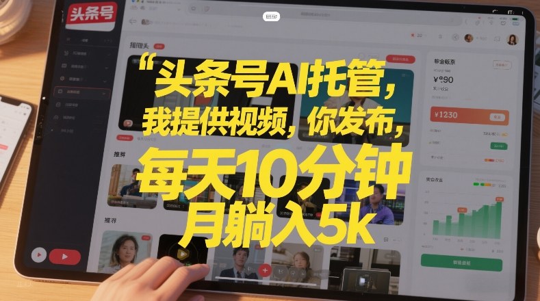 头条号AI托管，我提供视频，你发布，每天10分钟，月躺入5k+【揭秘】-洛柒笔记