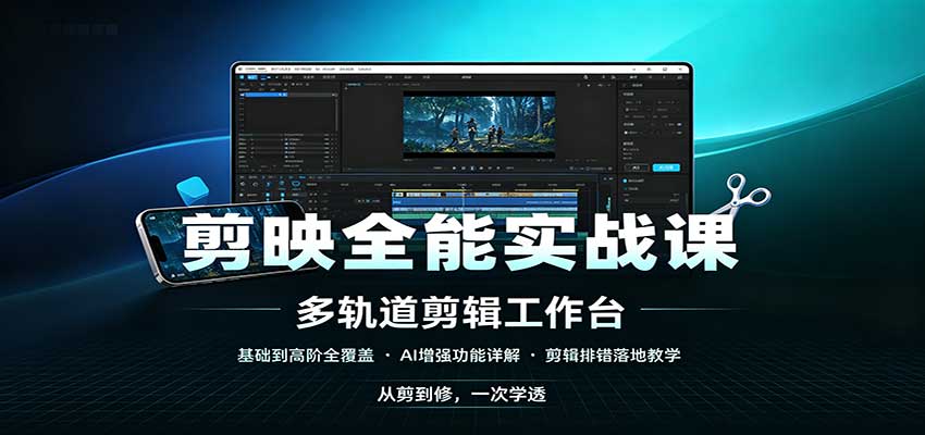 剪映全能实战课：基础到高阶全覆盖，AI增强功能，剪辑排错落地教学-洛柒笔记