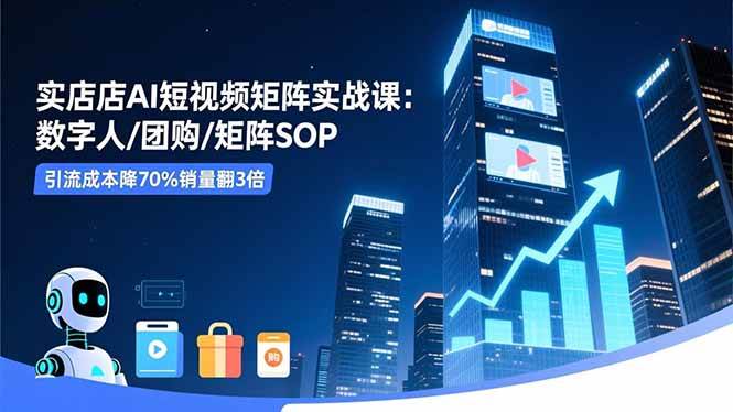 （16539期）实体店AI短视频矩阵实战课：数字人/团购/矩阵SOP，引流成本降70%销量翻3倍-洛柒笔记
