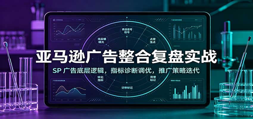 亚马逊广告整合复盘实战：SP广告底层逻辑，指标诊断调优，推广策略迭代-洛柒笔记