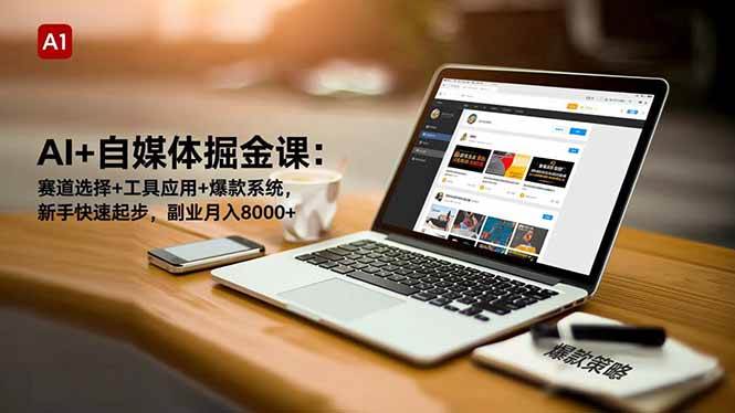 （16657期）AI+自媒体掘金课：赛道选择+工具应用+爆款系统，新手快速起步，副业月入8000+-洛柒笔记