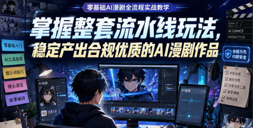 零基础AI漫剧全流程实战教学，掌握整套流水线玩法，稳定产出合规优质的AI漫剧作品-洛柒笔记