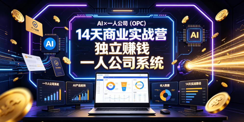 AI×一人公司（OPC）14天商业实战营，用AI帮你搭建一个属于你自己的、能独立賺钱的一人公司系统-洛柒笔记