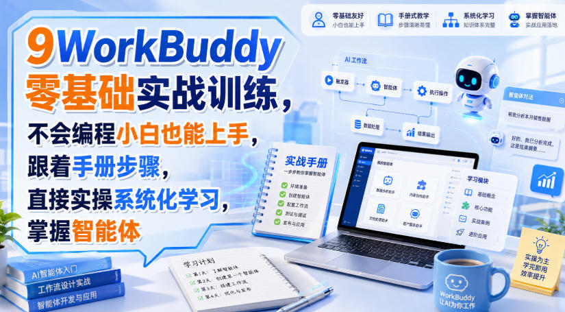 WorkBuddy零基础实战训练，不会编程小白也能上手，跟着手册步骤，直接实操系统化学习，掌握智能体-洛柒笔记