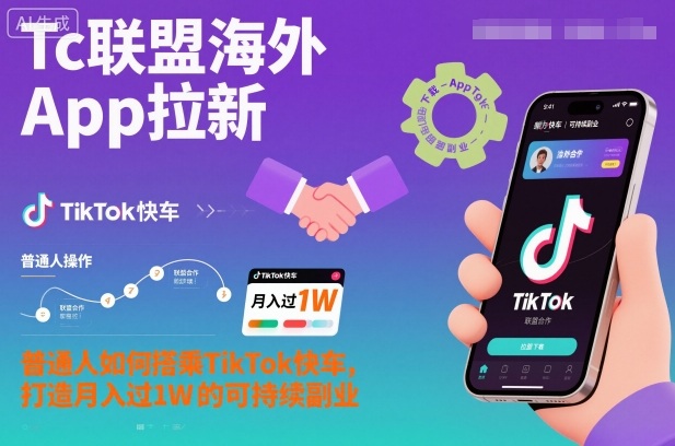 Tc联盟海外App拉新：普通人如何搭乘TikTok快车，打造月入过1W的可持续副业-洛柒笔记