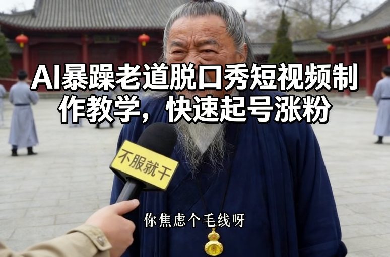 AI暴躁老道脱口秀短视频制作教学，快速起号涨粉-洛柒笔记