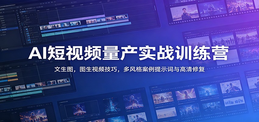 AI短视频量产实战训练营：文生图，图生视频技巧，多风格案例提示词与高清修复-洛柒笔记