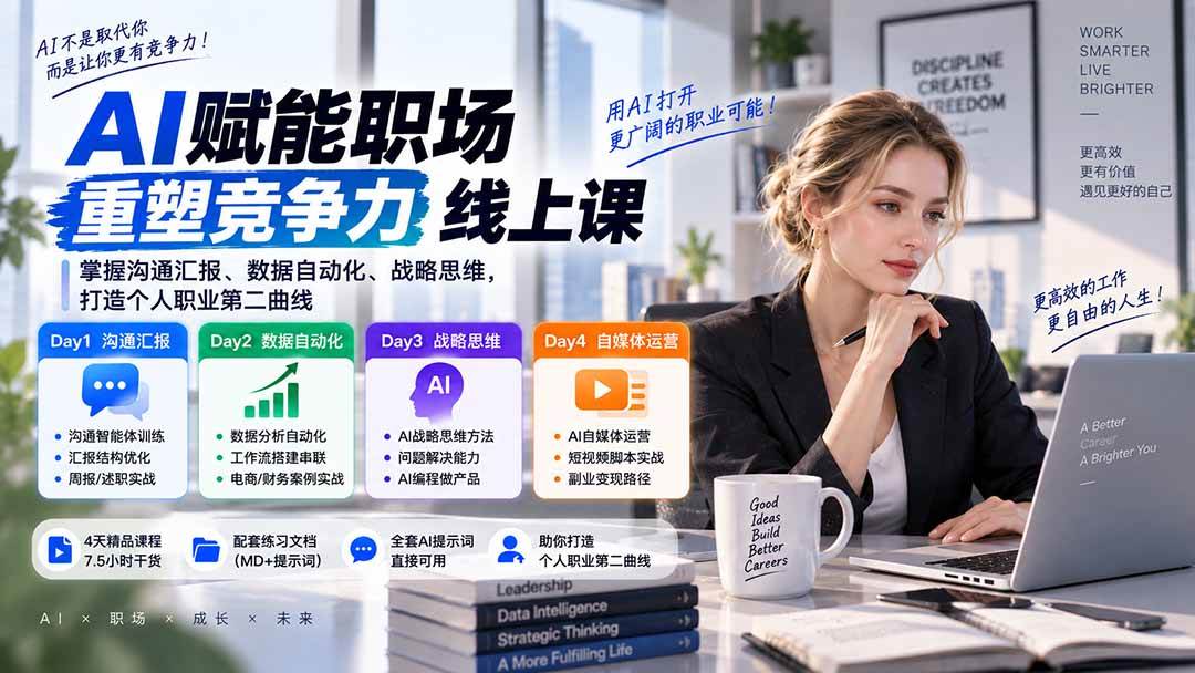 （20531期）AI职场提效与第二曲线实战课-无水印：学习沟通汇报、数据工作流和战略思维，掌握AI编程做产品及自媒体运营方法-洛柒笔记