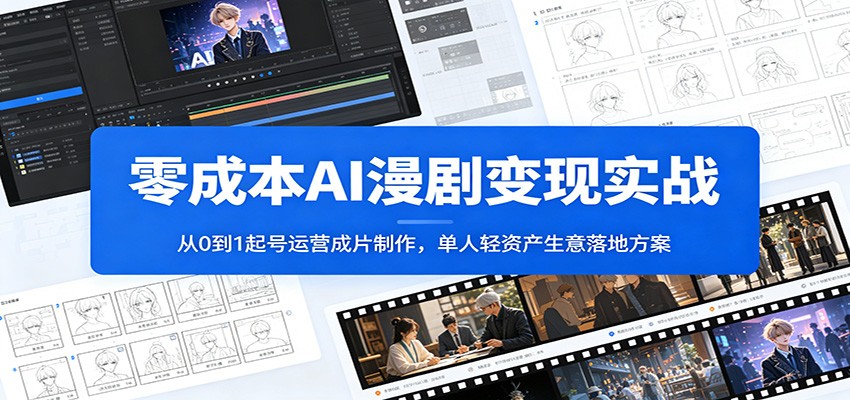 零成本AI漫剧变现实战：从0到1起号运营成片制作，单人轻资产生意落地方案-洛柒笔记