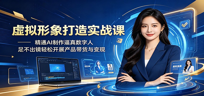 虚拟形象打造实战课：精通AI制作逼真数字人，足不出镜轻松开展产品带货与变现-洛柒笔记