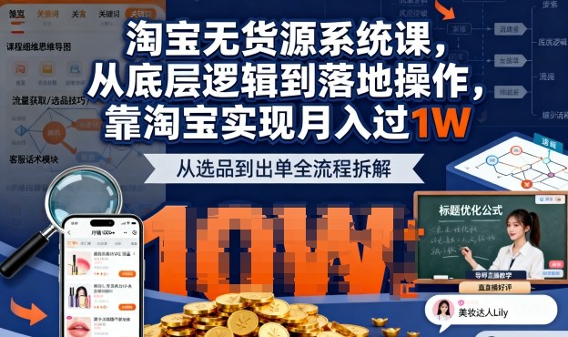 2025最新淘宝无货源系统课，从底层逻辑到落地操作，靠淘宝实现月入过1W（更新）-洛柒笔记