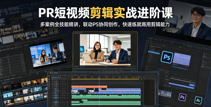 PR短视频剪辑实战进阶课，多案例全技能精讲，联动PS协同创作，快速练就商用剪辑能力-洛柒笔记