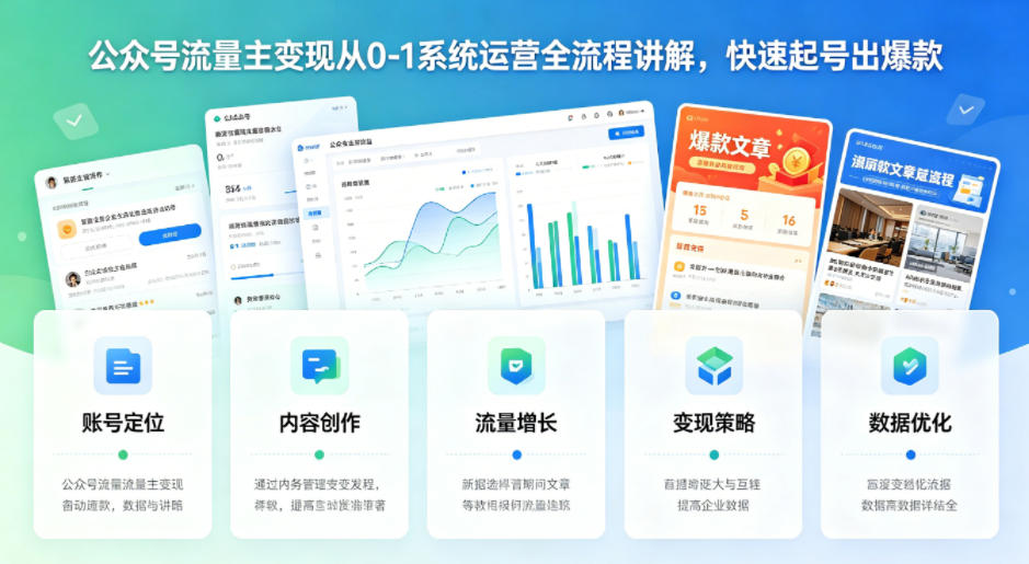 公众号流量主变现从0-1系统运营全流程讲解，快速起号出爆款-洛柒笔记
