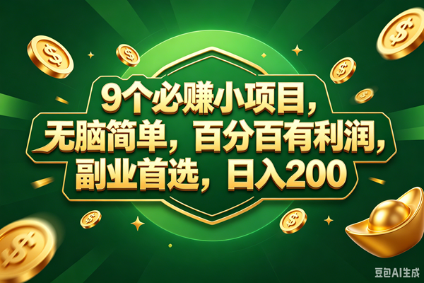（18950期）9个必赚的小项目，百分百赚元子，无脑简单，副业首选，日入300+-洛柒笔记