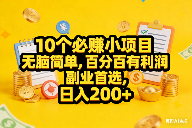 （17474期）10个必赚小项目，无脑简单，百分百有利润，副业首选，日入200+-洛柒笔记
