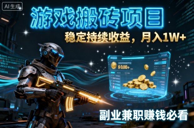 游戏搬砖项目，稳定持续收益，月入1W+，副业兼职賺钱必看-洛柒笔记
