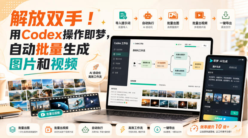 解放双手！用Codex操作即梦，自动批量生成图片和视频-洛柒笔记