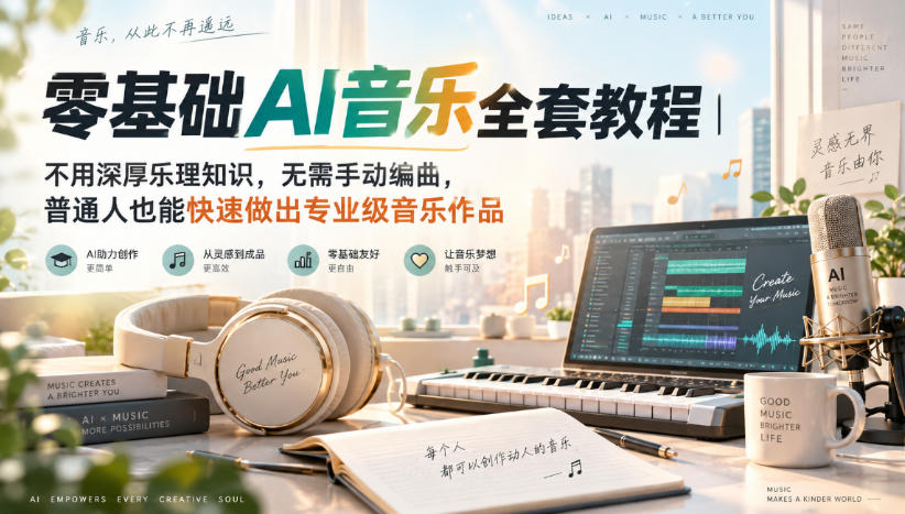 零基础AI音乐全套教程｜不用深厚乐理知识，无需手动编曲，普通人也能快速做出专业级音乐作品-洛柒笔记