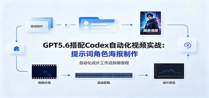 GPT5.6搭配Codex自动化视频实战：提示词角色海报制作，自动化成片工作流拆解教程-洛柒笔记